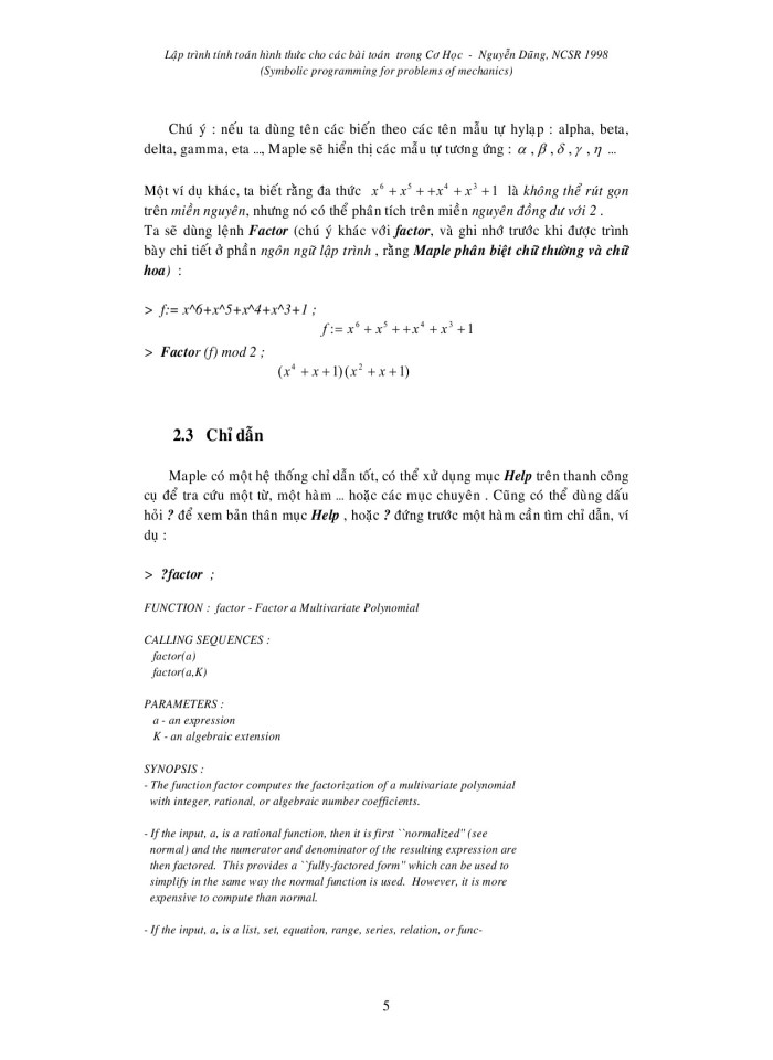 image for page Lập trình tính toán hình thức cho các bài toán trong Cơ Học