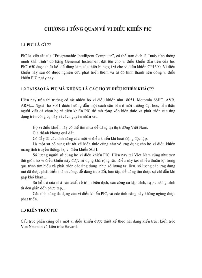 image for page Vi điều khiển Pic