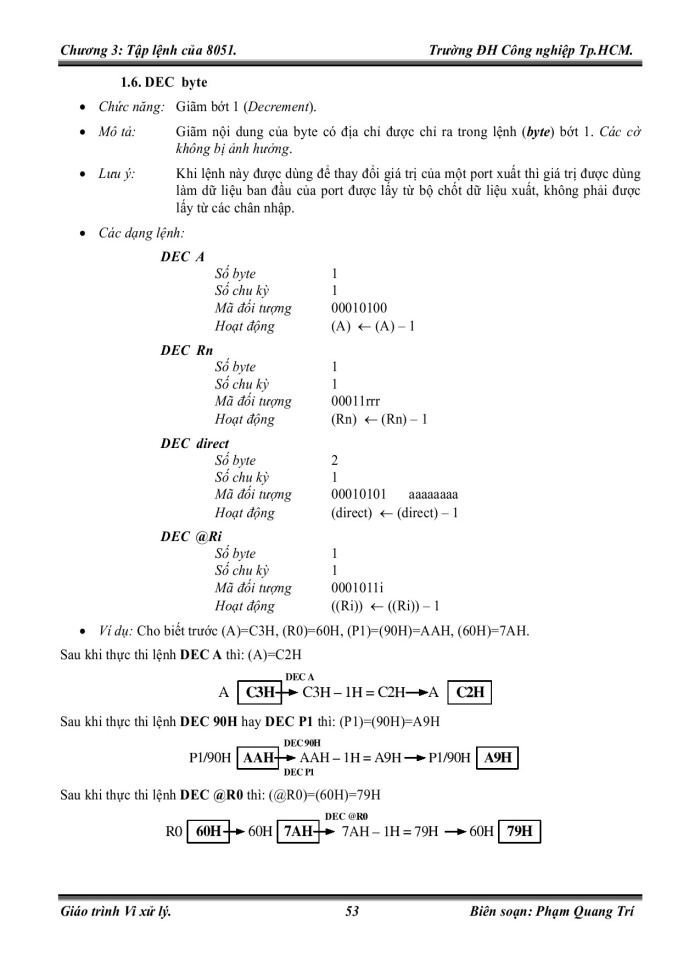 image for page Tập lệnh của 8051