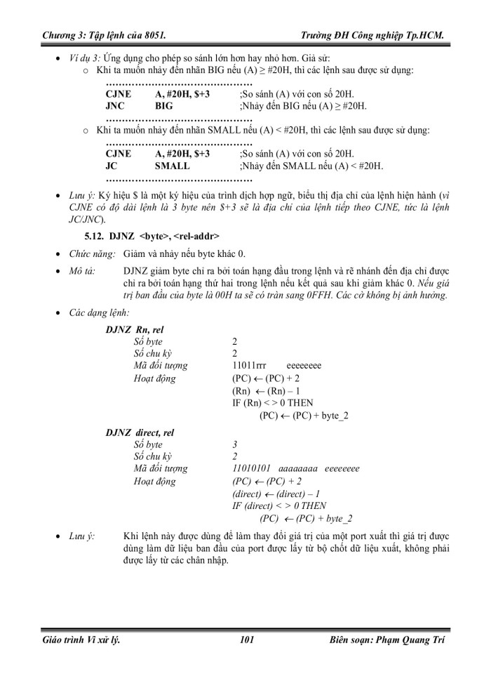image for page Tập lệnh của 8051