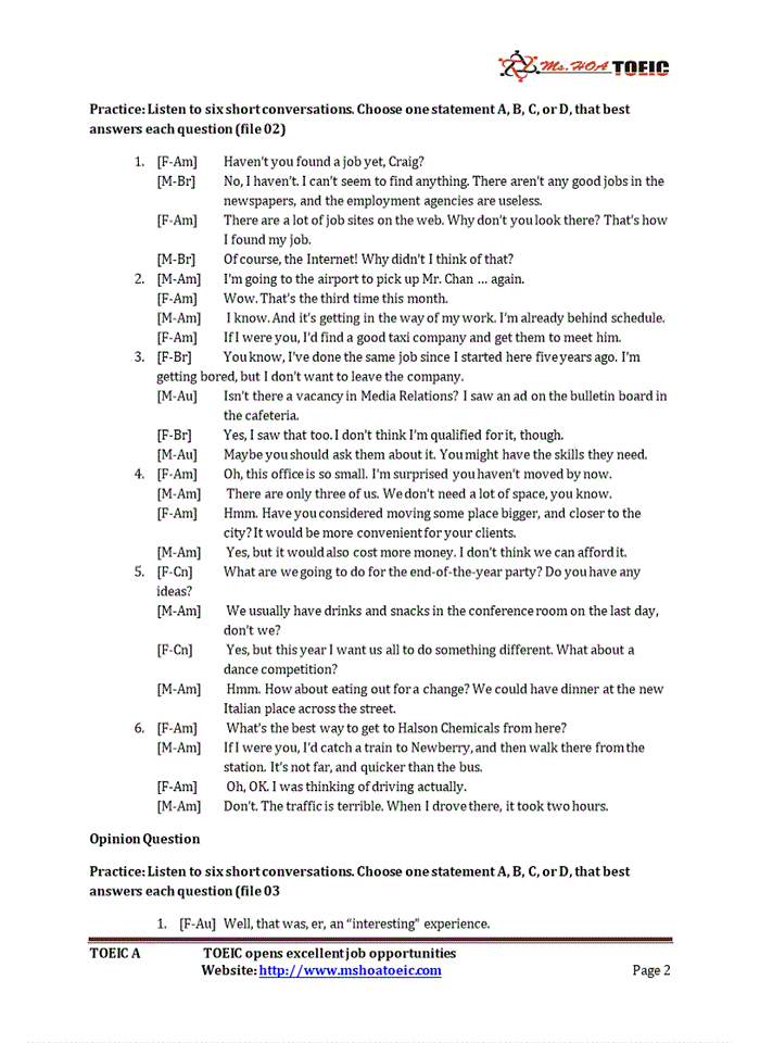 image for page Short Conversation-Offer & Request Question