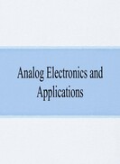 Analog Electronics and Applications