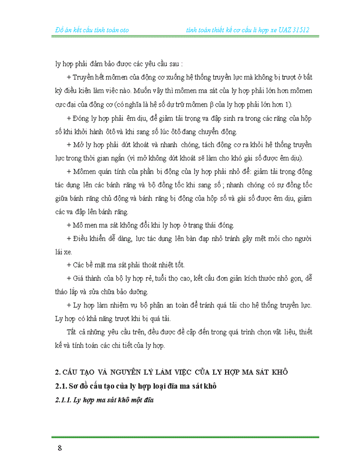 image for page Tính toán thiết kế cơ cấu li hợp xe UAZ 31512