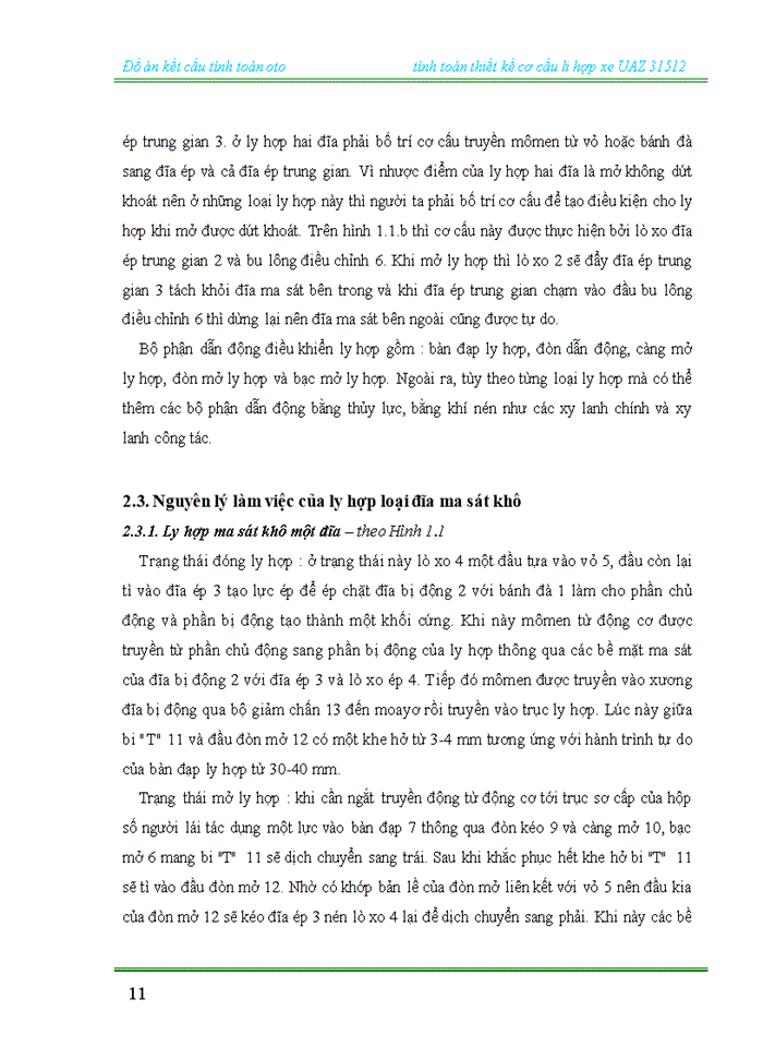 image for page Tính toán thiết kế cơ cấu li hợp xe UAZ 31512