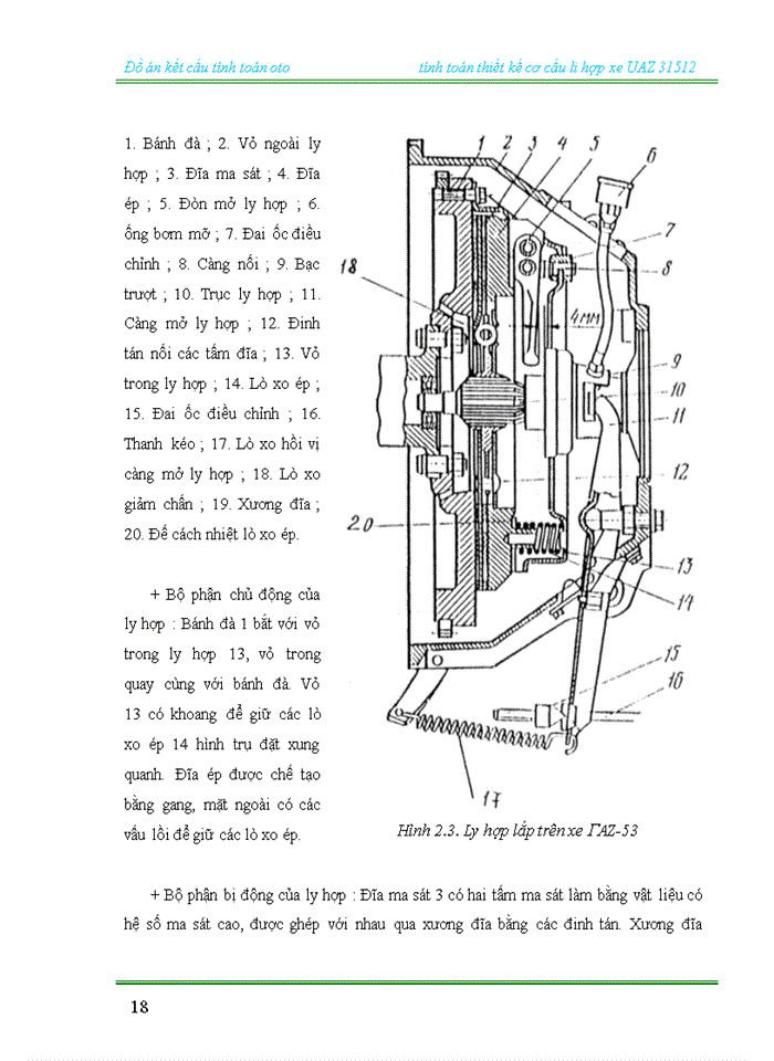 image for page Tính toán thiết kế cơ cấu li hợp xe UAZ 31512