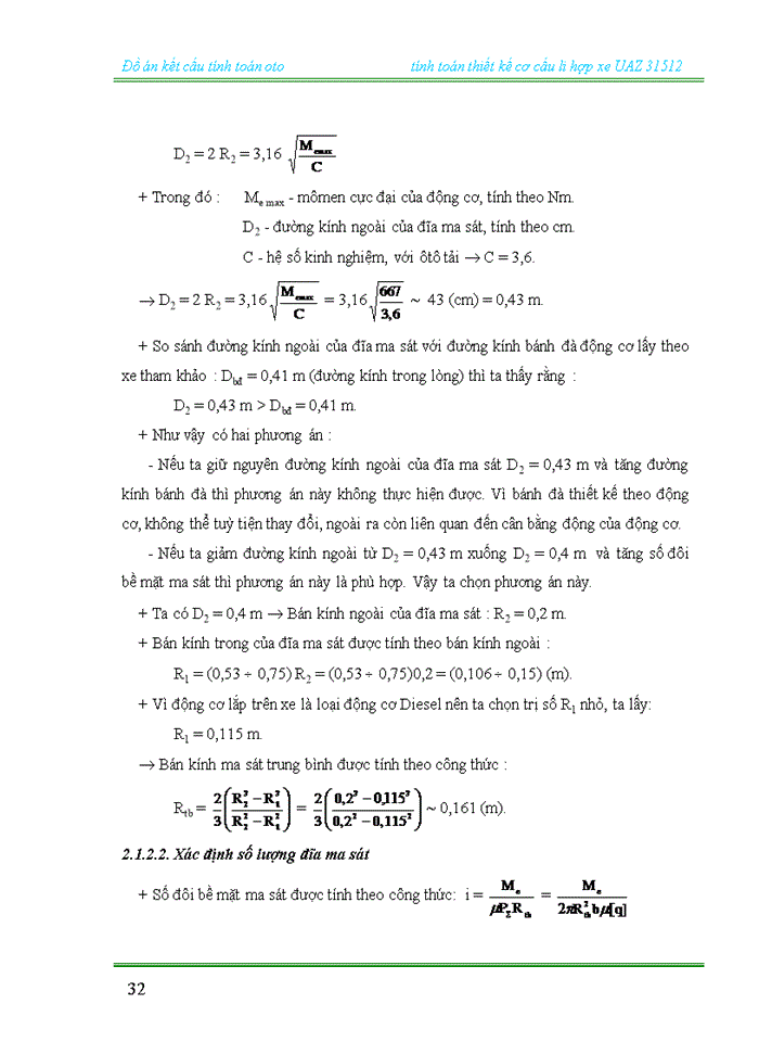 image for page Tính toán thiết kế cơ cấu li hợp xe UAZ 31512