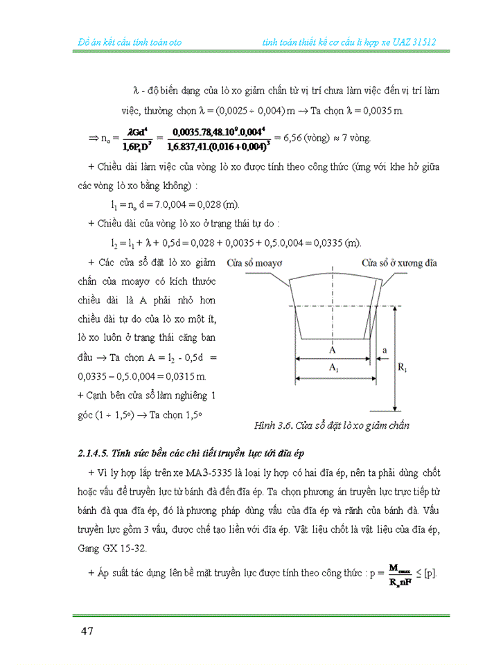 image for page Tính toán thiết kế cơ cấu li hợp xe UAZ 31512