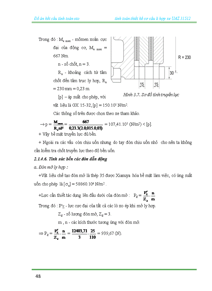 image for page Tính toán thiết kế cơ cấu li hợp xe UAZ 31512