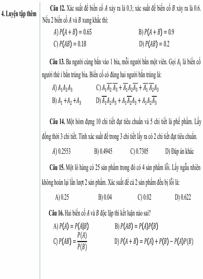 Biến cố ngẫu nhiên và xác suất