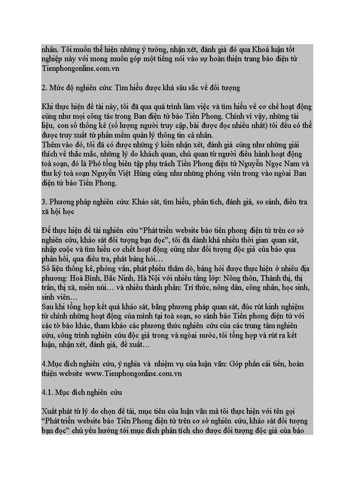 image for page Phát triển website báo tiền phong điện tử trên cơ sở nghiên cứu, khảo sát đối tượng bạn đọc