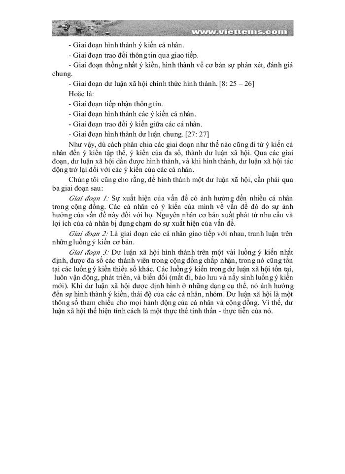 image for page Các giải đoạn hình thành của dư luận xã hội