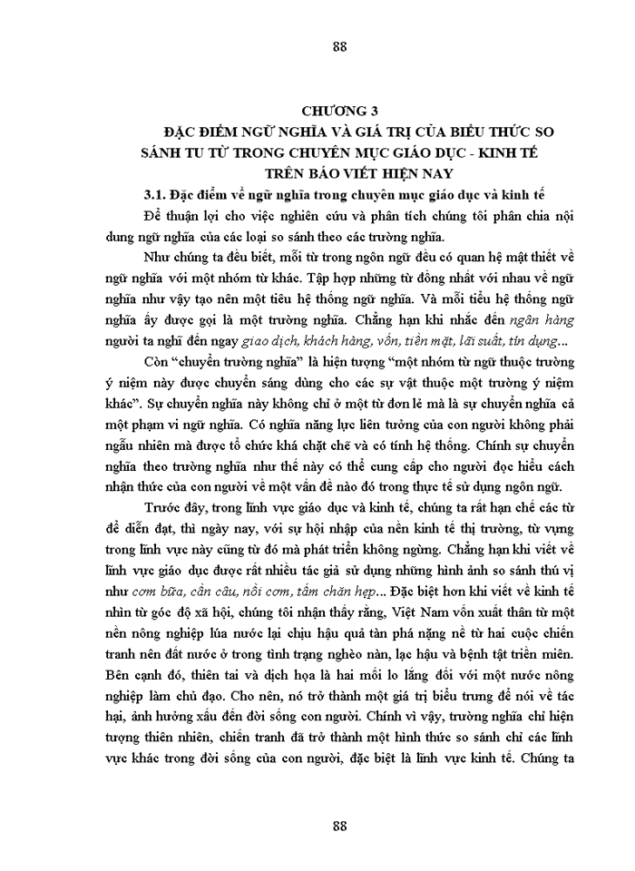 image for page Đặc điểm so sánh tu từ trong chuyên mục giáo dục - kinh tế trên báo viết hiện nay