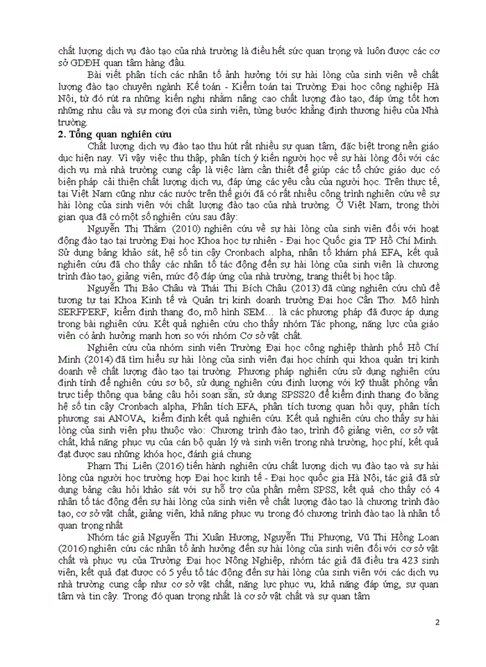 image for page Nghiên cứu các nhân tố ảnh hưởng đến sự hài lòng của sinh viên về chất lượng đào tạo chuyên ngành kế toán, kiểm toán tại trường đại học công nghiệp HÀ NỘI