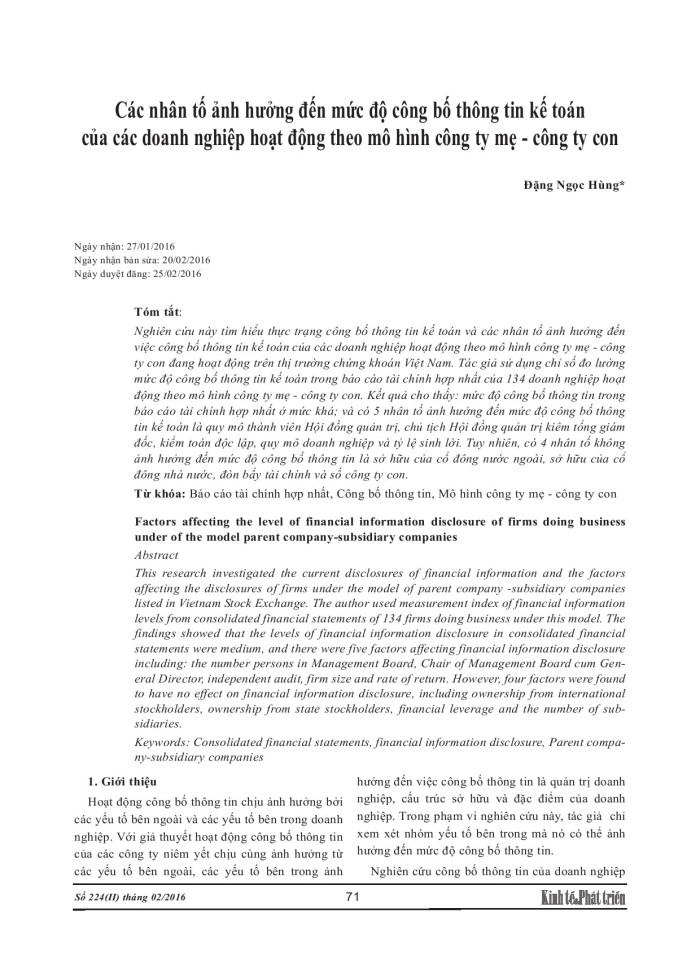 image for page Các nhân tố ảnh hưởng đến mực độ công bố thông tin kế toán của các doanh nghiệp
