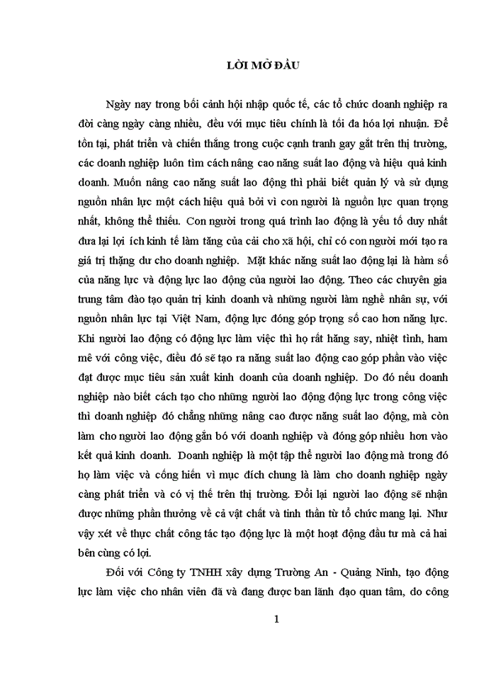 image for page Hoàn thiện công tác Tạo động lực cho người lao động tại Công ty TNHH xây dựng Trường An - Quảng Ninh