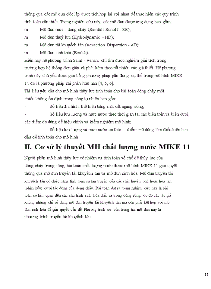 image for page Nghiên cứu áp dụng mô hình toán mike 11 tính toán chất lượng nước sông đồng nai