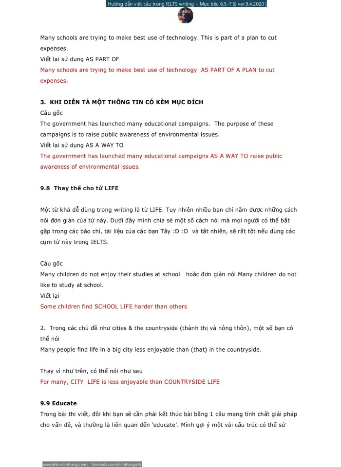 image for page Hướng dẫn viết câu trong Ielts writing