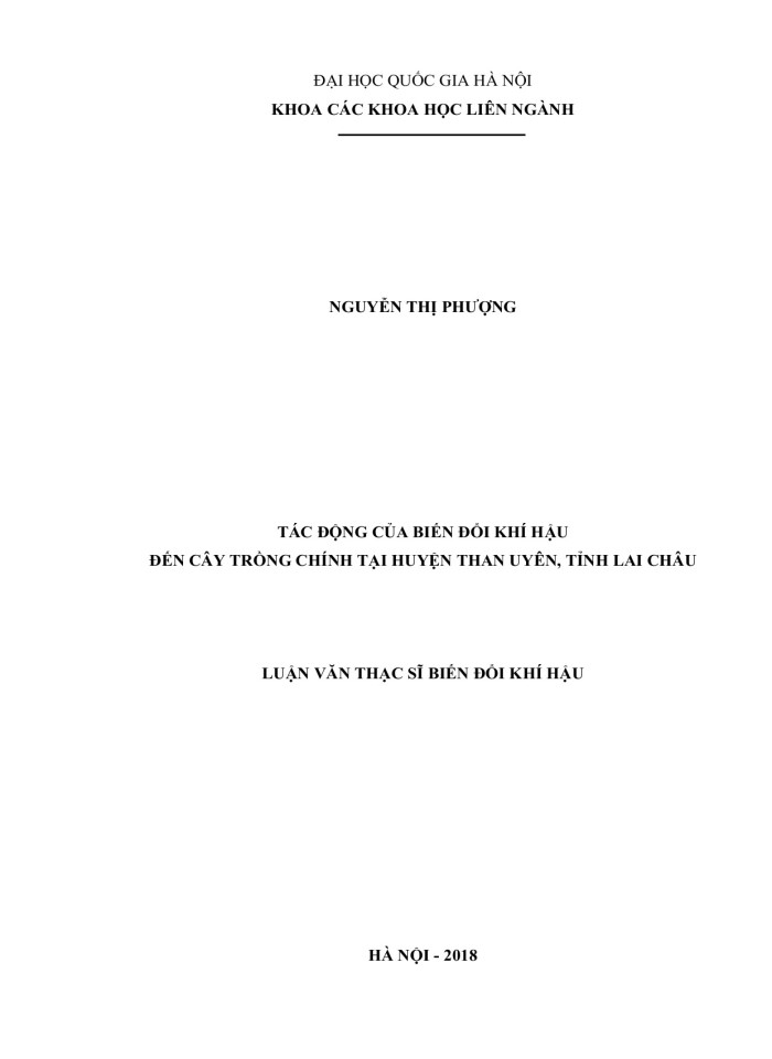 image for page Tác động của biến đổi khí hậu đến cây trồng chính tại huyện than uyên, tỉnh lai châu
