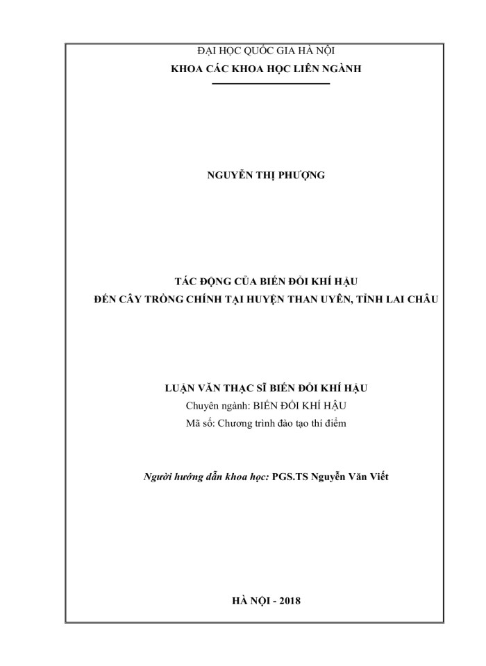 image for page Tác động của biến đổi khí hậu đến cây trồng chính tại huyện than uyên, tỉnh lai châu