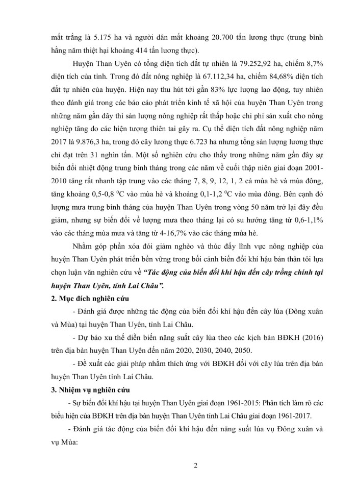image for page Tác động của biến đổi khí hậu đến cây trồng chính tại huyện than uyên, tỉnh lai châu