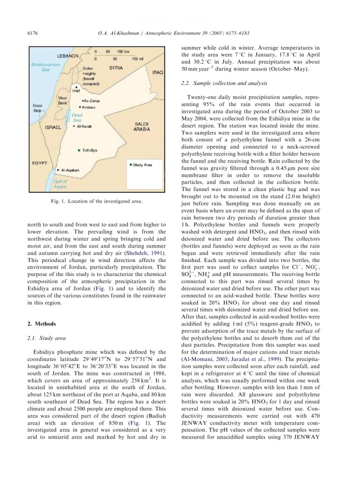 image for page Study of chemical composition in wet atmospheric precipitation in Eshidiya area, Jordan