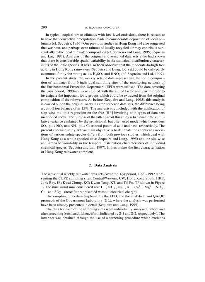 image for page An analysis of the representative composition of rainwater at six locations in hong kong