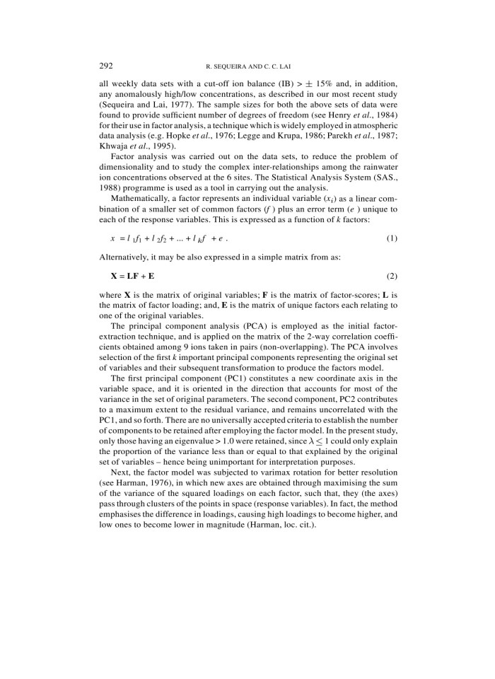 An analysis of the representative composition of rainwater at six locations in hong kong