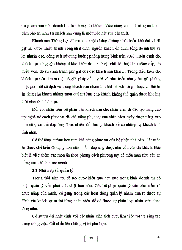 image for page Hoàn thiện quy trình phục vụ của bộ phận nhà hàng  tại khách sạn Thắng Lợi
