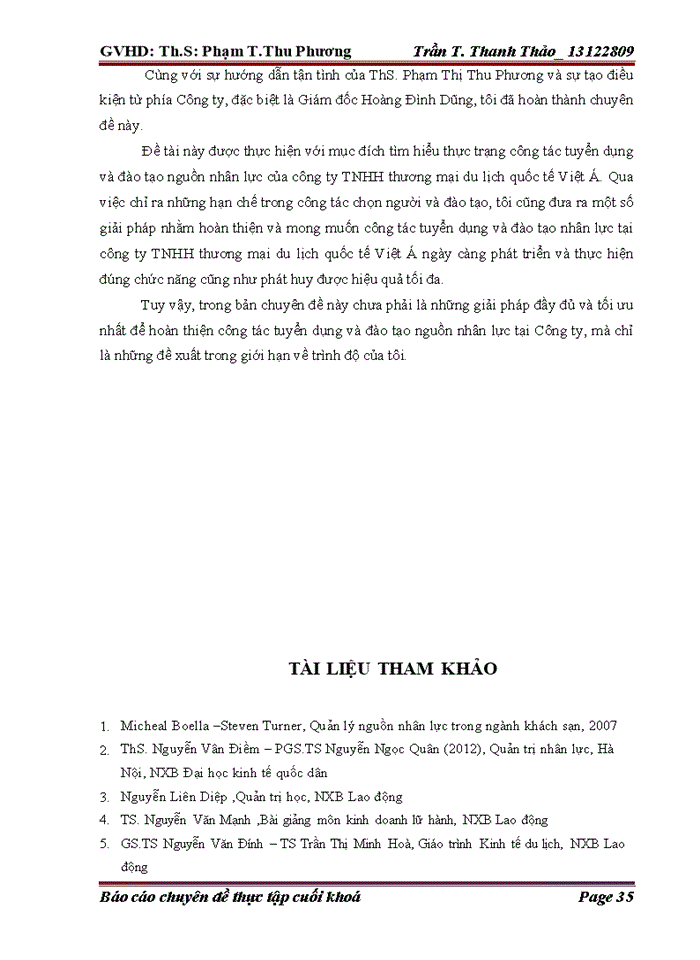 image for page Giải pháp hoàn thiện công tác tuyển dụng và đào tạo nguồn nhân lực tại công ty TNHH TM du lịch quốc tế VIỆT Á