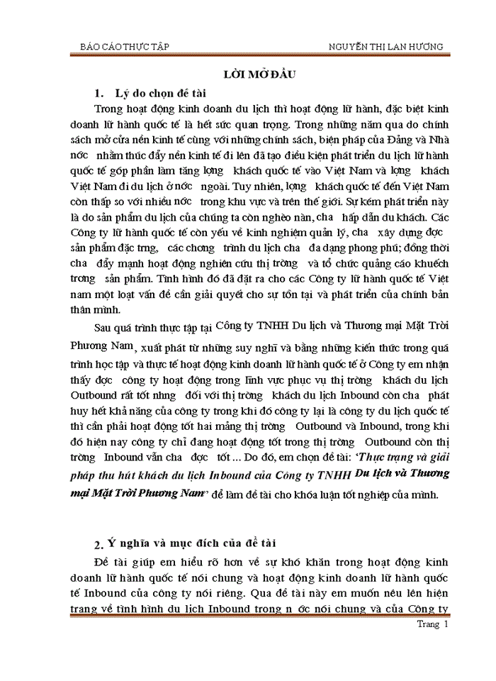 image for page Thực trạng và giải pháp thu hút khách du lịch Inbound của Công ty TNHH Du lịch và Thương mại Mặt Trời Phương Nam