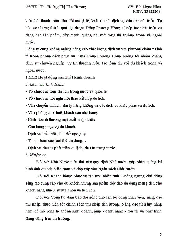 hoàn thiện hoạt động quản lý trong kinh doanh dịch vụ du lịch tại công ty tnhh thương mại và dịch vụ du lịch đông phương hồng