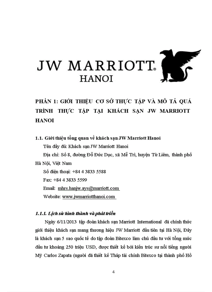 image for page Nghiên cứu quy trình phục vụ của bộ phận lễ tân tại khách sạn JW Marriott Hano