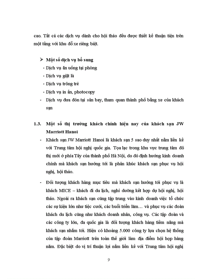 image for page Nghiên cứu quy trình phục vụ của bộ phận lễ tân tại khách sạn JW Marriott Hano