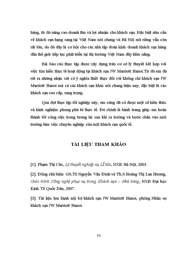 image for page Nghiên cứu quy trình phục vụ của bộ phận lễ tân tại khách sạn JW Marriott Hano