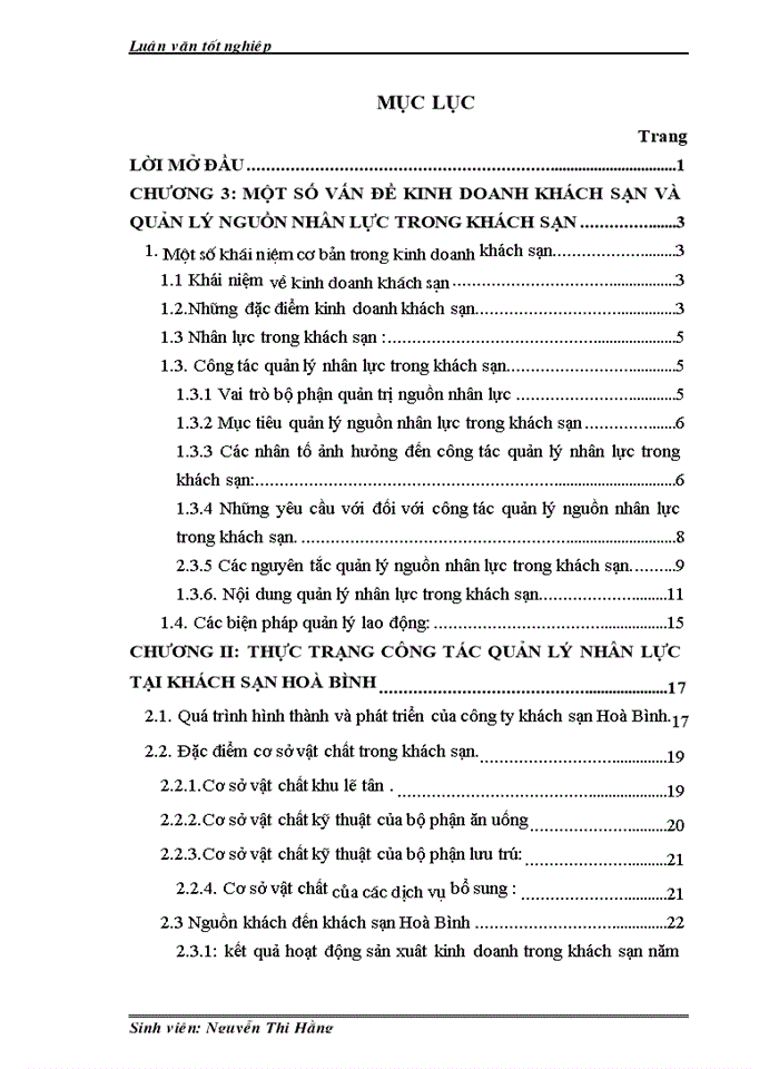 image for page Thực trạng và biện pháp quản lý nguồn nhân lực khách sạn Hoà Bình