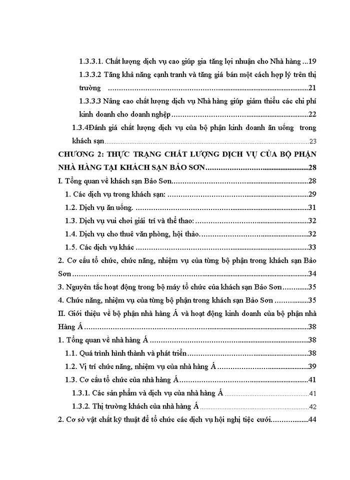 Nâng cao chất lượng dịch vụ trong kinh doanh nhà hàng tại khách sạn Bảo Sơn Hà Nội - Thực trạng, phương hướng và giải pháp