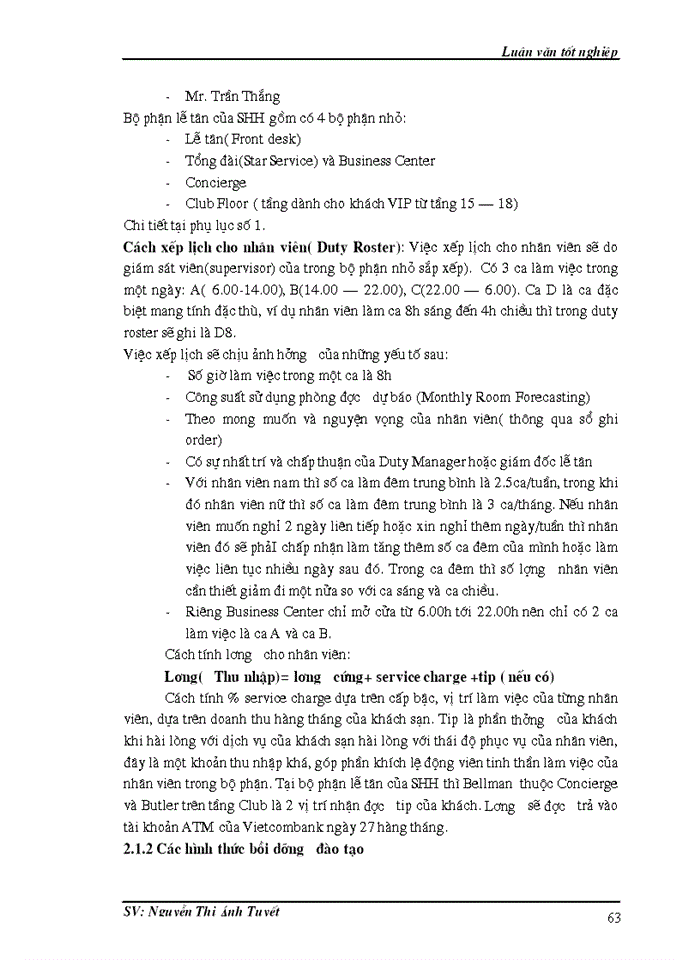 image for page Những vấn đề còn tồn tại trong tổ chức hoạt động của bộ phận lễ tânb khách sạn Sheraton Hà Nội