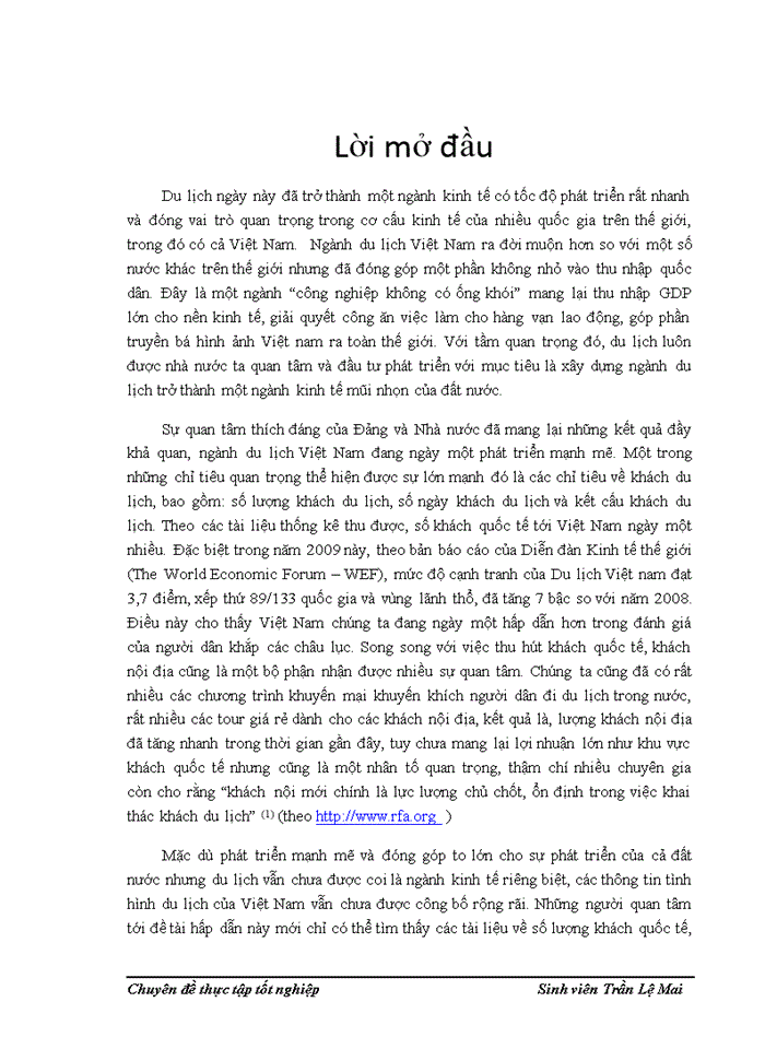 Nghiên cứu các chỉ tiêu về khách du lịch ở Việt Nam giai đoạn 2000 – 2009