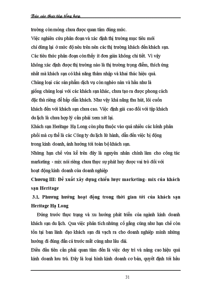 image for page Xây dựng chiến lược Marketing – Mix của khách sạn Heritage Hạ Long