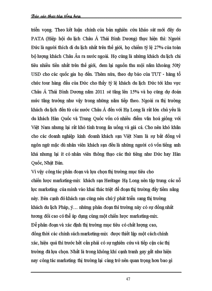 image for page Xây dựng chiến lược Marketing – Mix của khách sạn Heritage Hạ Long