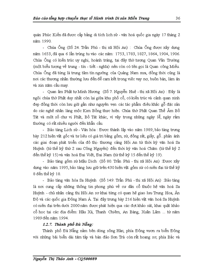 image for page Báo cáo tổng hợp chuyến thực tế Hành trình Di sản Miền Trung