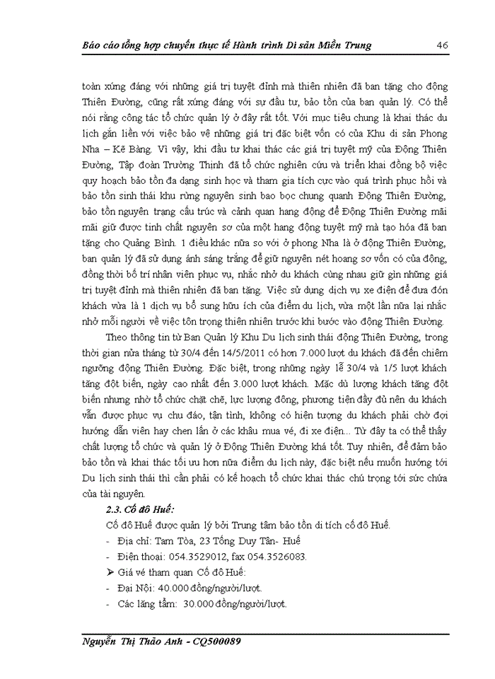 image for page Báo cáo tổng hợp chuyến thực tế Hành trình Di sản Miền Trung