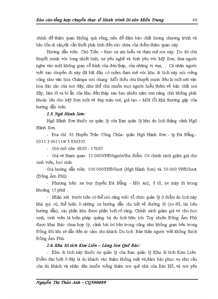 image for page Báo cáo tổng hợp chuyến thực tế Hành trình Di sản Miền Trung