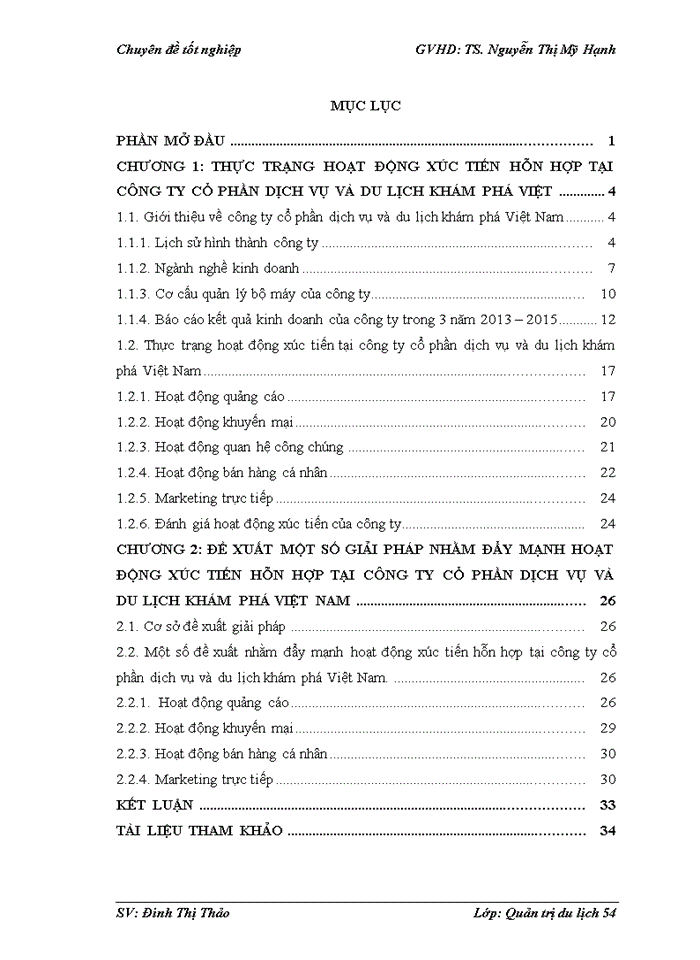 image for page Đẩy mạnh hoạt động xúc tiến hỗn hợp của công ty cổ phần và du lịch khám phá Việt Nam