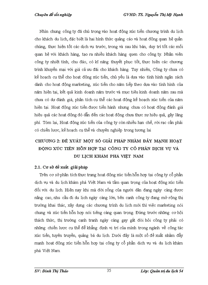image for page Đẩy mạnh hoạt động xúc tiến hỗn hợp của công ty cổ phần và du lịch khám phá Việt Nam