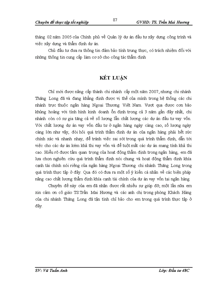 image for page Thực trạng và giải pháp nâng cao chất lượng thẩm định khía cạnh tài chính dự án đầu tư vay vốn tại ngân hàng Ngoại Thương – chi nhánh Thăng Long