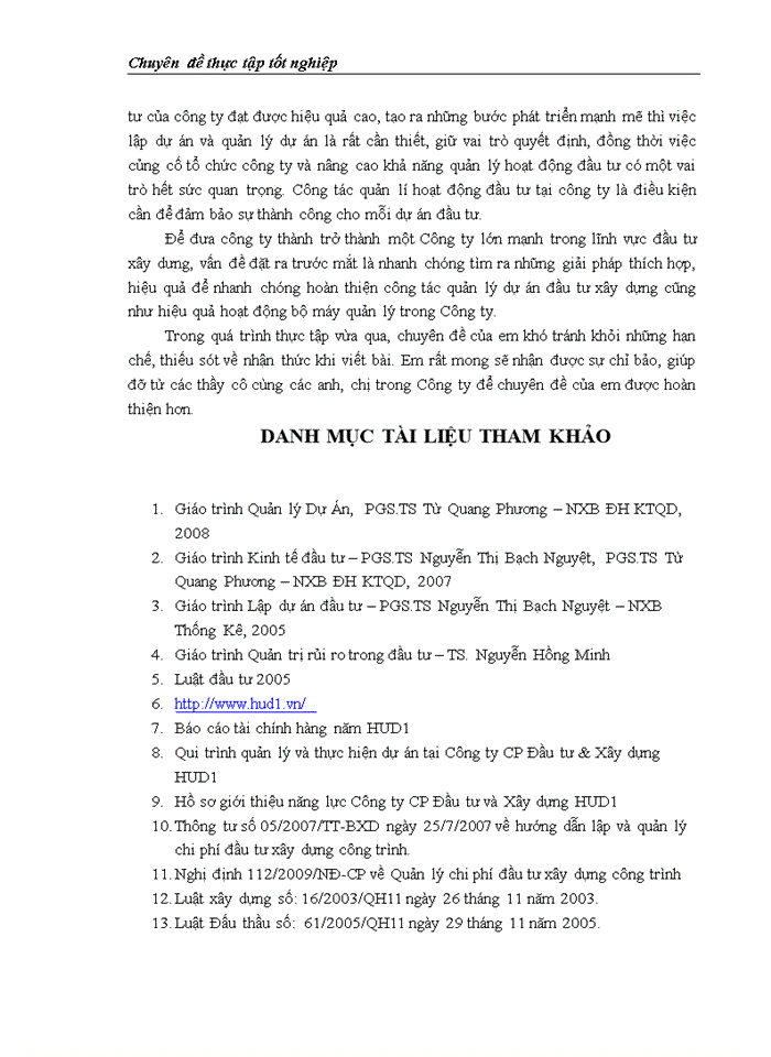 image for page Công tác quản lý dự án đầu tư xây dựng tại Công ty Cổ phần Đầu tư & Xây dựng HUD1 - Thực trạng và giải pháp