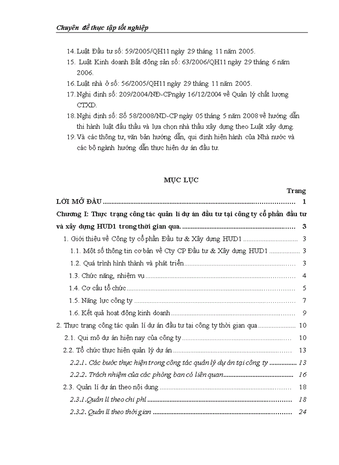 image for page Công tác quản lý dự án đầu tư xây dựng tại Công ty Cổ phần Đầu tư & Xây dựng HUD1 - Thực trạng và giải pháp