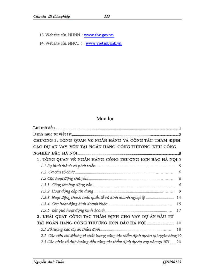 image for page Công tác thẩm định cho vay theo dự án đầu tư tại ngân hàng công thương chi nhánh khu công nghiệp Bắc Hà Nội