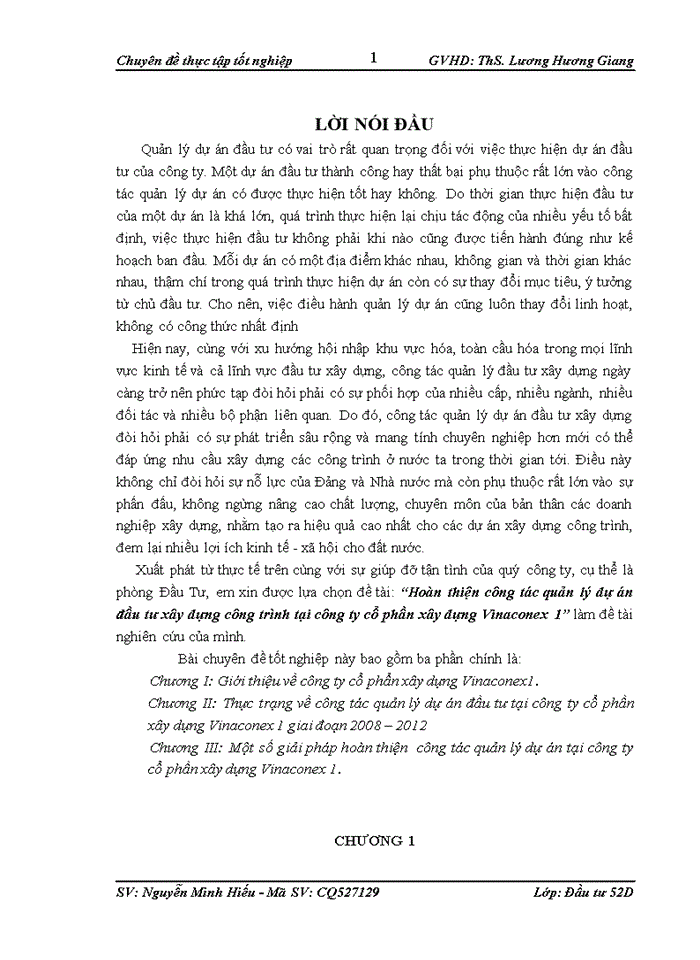 image for page Hoàn thiện công tác quản lý dự án đầu tư xây dựng công trình tại công ty cổ phần xây dựng Vinaconex 1